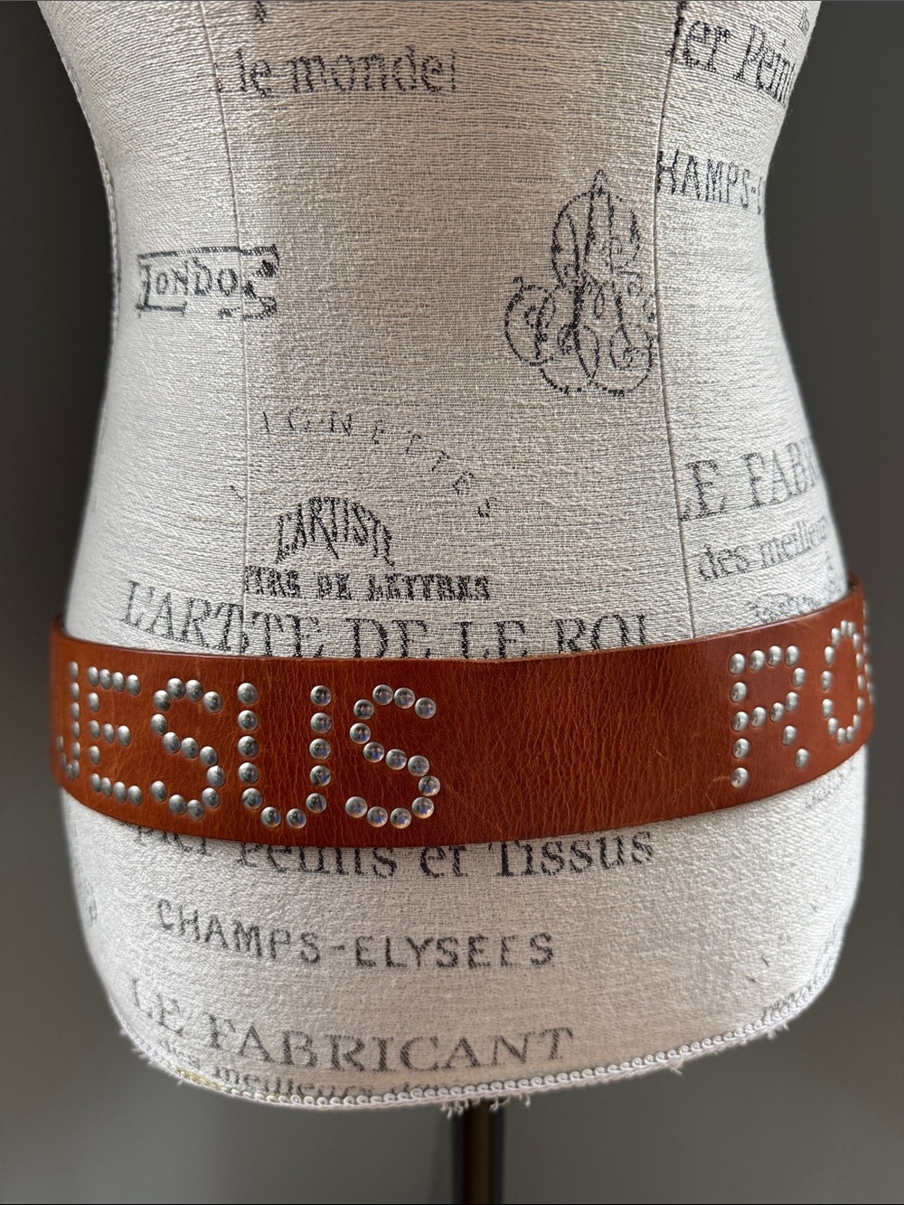 All Saints y2K 2000’s Jesus Rocks leather belt 34-39”